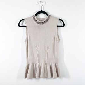 Rebecca Taylor embellished collar sleeveless peplum‎ sweater wool & alpaca blend